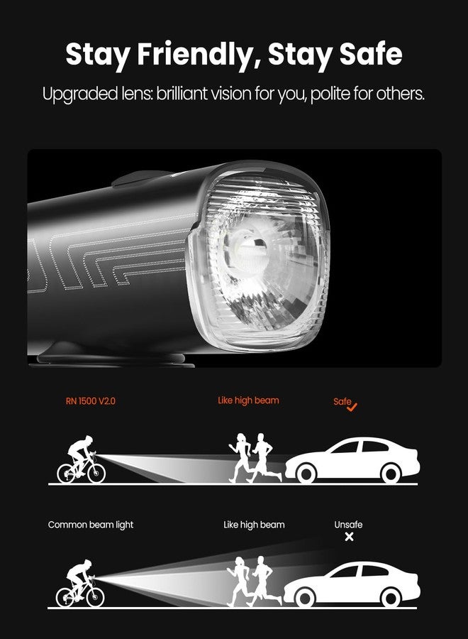 Magicshine RN1500 V2.0 1500Lumen Smart Bike Light, USB-C Rechargeable IPX7 Waterproof Cycling Front Light for Road Urban Mountain Biking Night Riding - Image 4