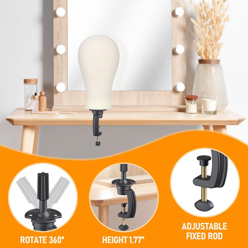 Hemndic Wig Stand with Head, Height Adjustable Wig Stand, Wig Head Stand with Mannequin Head with Extra Wig head Clamp Stand - Image 3