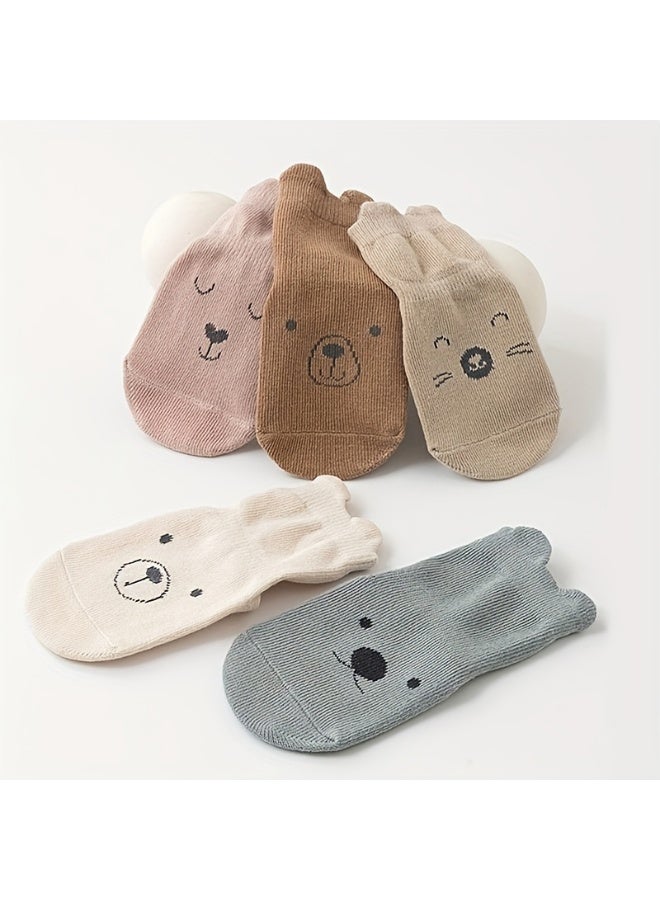 Bebiland 5 Pairs Baby Non-slip Floor Socks, Baby Socks with Grips, Anti-Slip Crew for Infants Toddlers (Multicolors) - Image 4