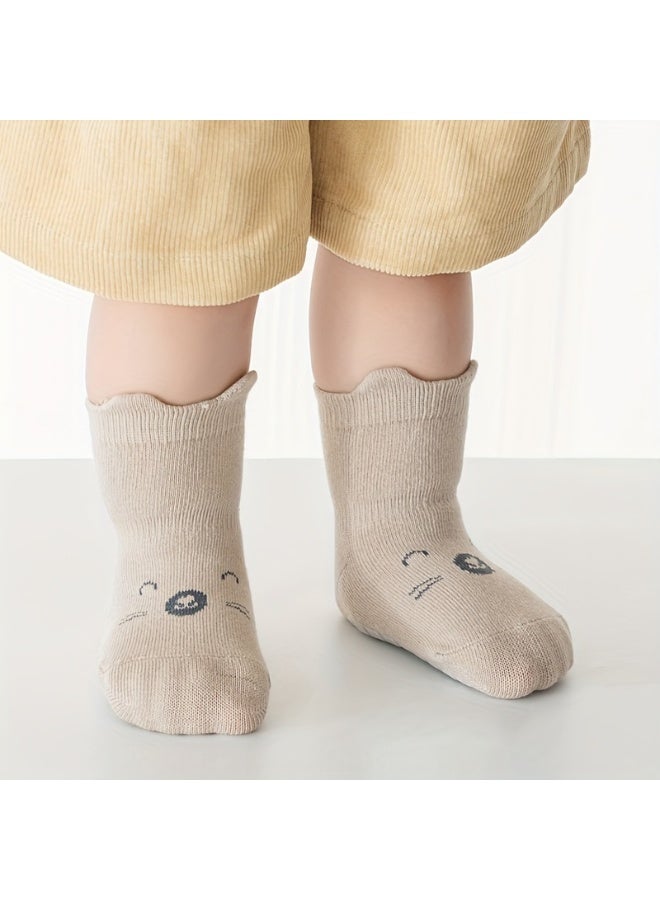 Bebiland 5 Pairs Baby Non-slip Floor Socks, Baby Socks with Grips, Anti-Slip Crew for Infants Toddlers (Multicolors) - Image 2