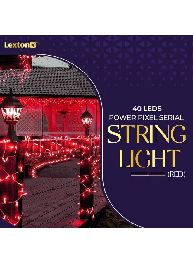 Lexton 40 LED Power Pixel Serial String/Fairy Light | Plug Sourced | Suitable for Home & Outdoor Decoration, Diwali, Christmas, Ramadan, Wedding, Party, Festival (Pack of 1, Red) - Image 3