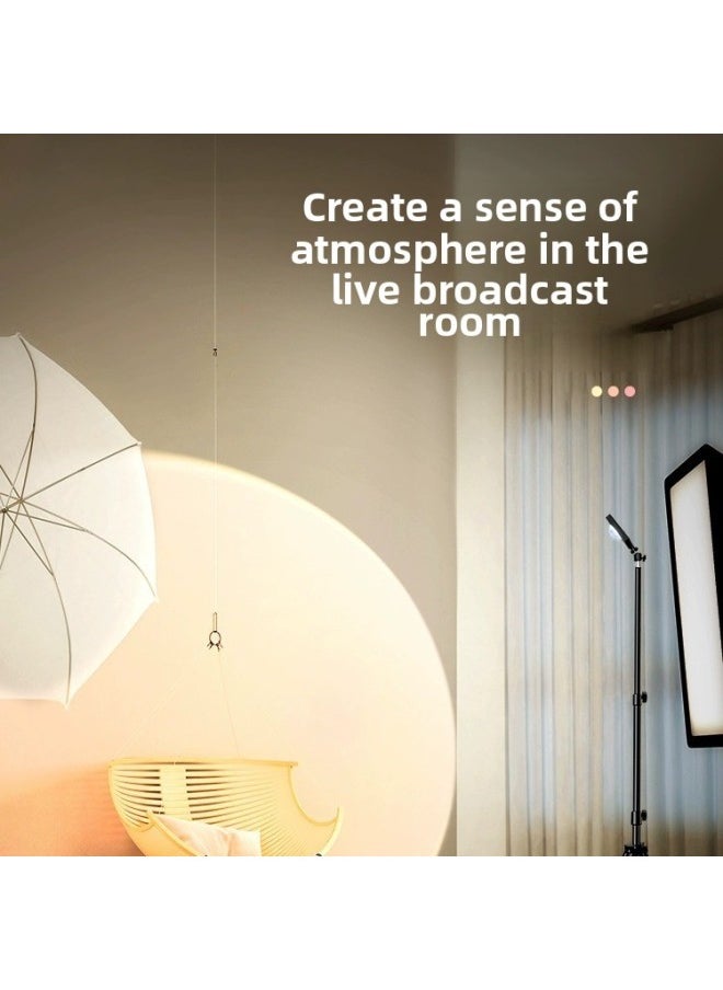 General - Live Background Atmosphere Light Sunset Light Anchor Background Outline Fill Light Live Room Layout Spotlight-Specification:Live Broadcast Atmosphere Light 【white And Yellow Light】 + 2.1m Light Stand - Image 1