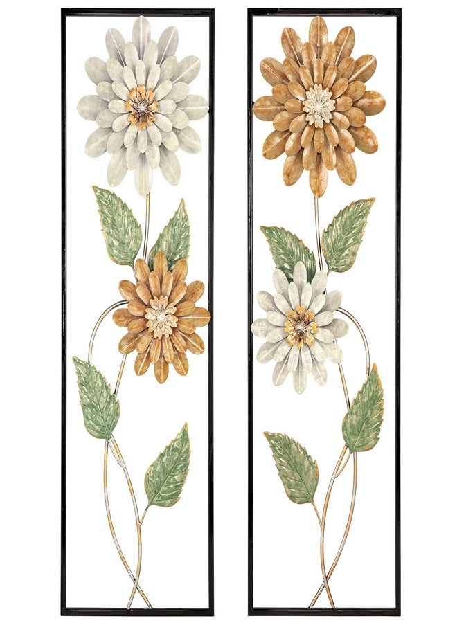 Arborus Metal Wall Art, Set of 2 Large Mordern Rectangular Wall Panels, Abstract Minimalist Flower Wall Décor for Living Room, Bedroom, Kitchen, Hallway Decoration - Image 1