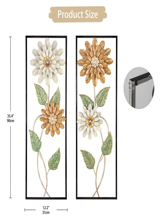 Arborus Metal Wall Art, Set of 2 Large Mordern Rectangular Wall Panels, Abstract Minimalist Flower Wall Décor for Living Room, Bedroom, Kitchen, Hallway Decoration - Image 2