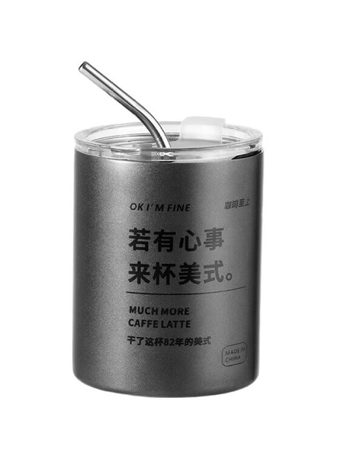 Baijie 304 Stainless Steel Coffee Mug, Double-Layer Insulated Cup, Keeps Cold And Warm, Thermos Cup, Water Cup With Straw, 400Ml - Image 3