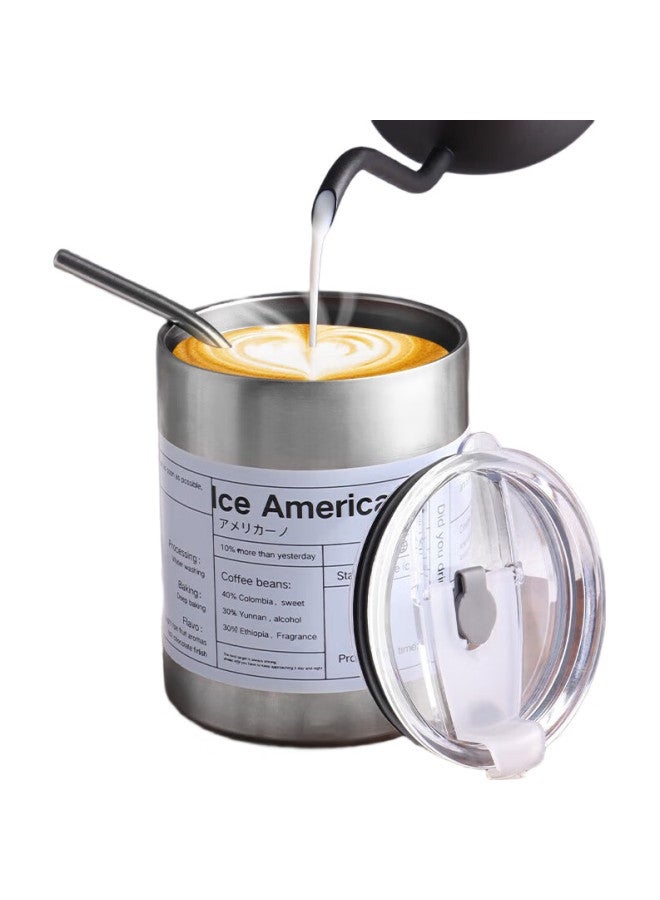 Baijie 304 Stainless Steel Coffee Mug, Double-Layer Insulated Cup, Keeps Cold And Warm, Thermos Cup, Water Cup With Straw, 400Ml - Image 2