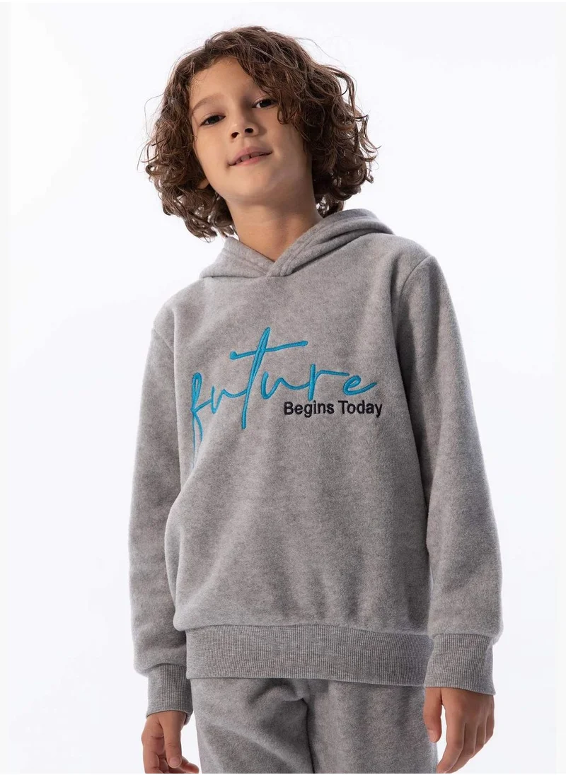 DeFacto Boy Hooded Long Sleeve Knitted Sweatshirt