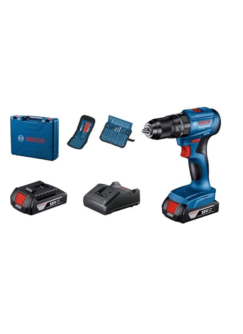 BOSCH - Professional GSB 185-LI 18V Impact Drill (2x2.0 Ah, GAL 18V-20, 23 pcs Accessories) - Image 1