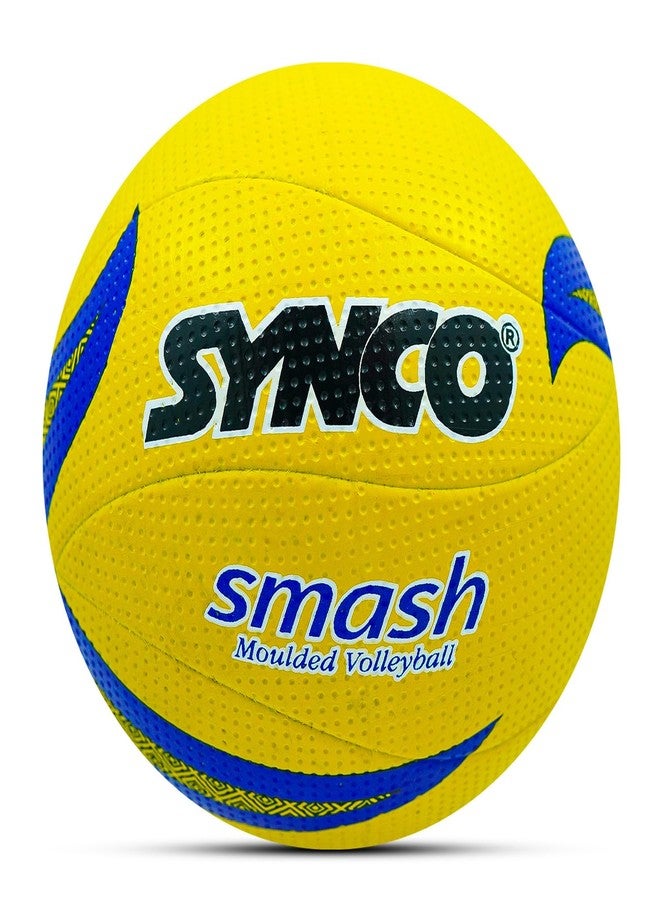 Synco Smash Rubber Moulded Indoor/Outdoor Volleyball - Yellow, Size: 4 (Suitable for Practice/Match/Beach) - Image 1
