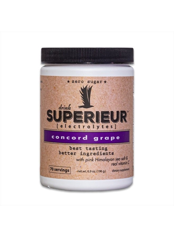 Superieur Electrolytes – Plant Based Electrolyte Supplement w/Sea Minerals for Hydration & Recovery–Keto Friendly, Non-GMO, Zero Sugar, Vegan Healthy Sports Drink Powder – Concord Grape (70 Servings) - Image 1