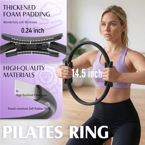 JKSHMYT Pilates Ring Fitness Circle for Women, Pilates Equipment – 14.5" Home Magic Exercise Workout, Better me Pilates Essentials Starter Set for Beginners Toning Shape Full Body - Image 3
