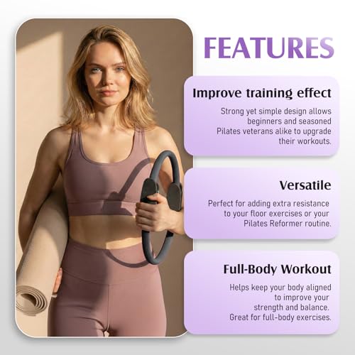 JKSHMYT Pilates Ring Fitness Circle for Women, Pilates Equipment – 14.5" Home Magic Exercise Workout, Better me Pilates Essentials Starter Set for Beginners Toning Shape Full Body - Image 4