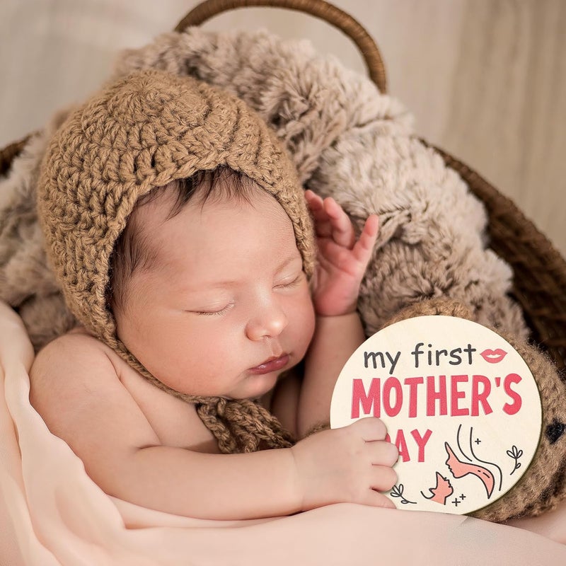 XIHIRCD 7pcs My First Holiday Baby Milestones Cards My 1st Signs of 14 Holidays Wooden Circles New Baby Sign Double Sided Baby Discs Announcement Newborn Photo Props for Baby Shower Party Supplies Gift - Image 4