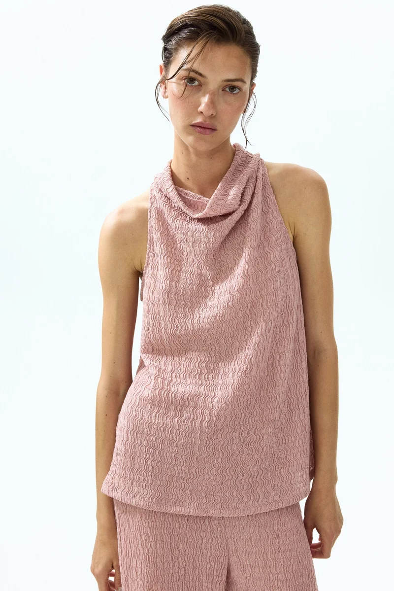 H&M Crinkled cowl-neck top