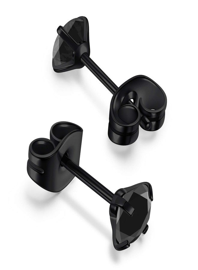 JOVIVI 20G Hypoallergenic Stainless Steel Cubic Zirconia Black Stud Earrings Set CZ Earrings for Men Women, 3MM/4MM/5MM/6MM/8MM,5 Paris - Image 3