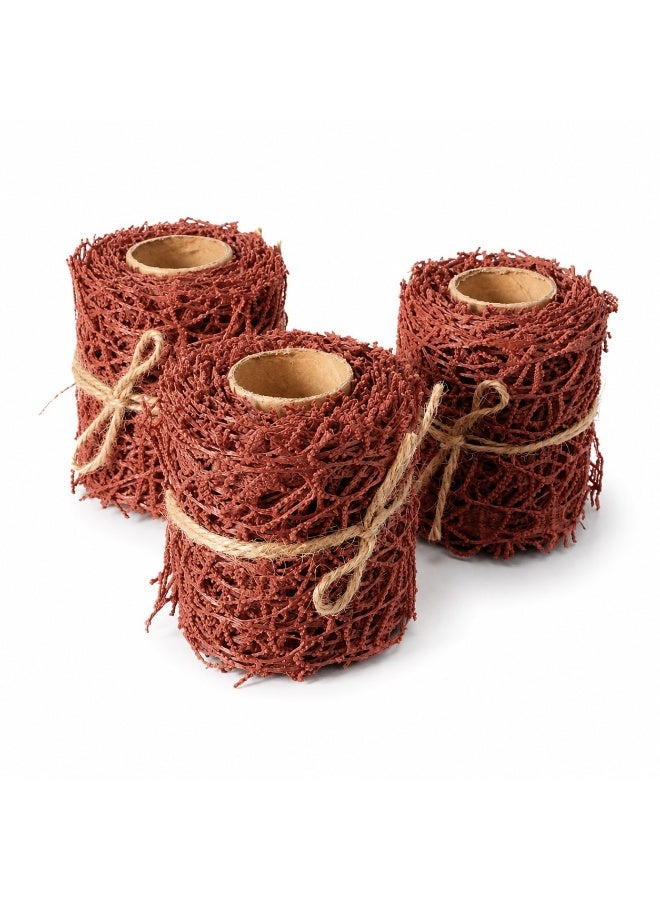 Premium Mesh Fabric Decoration Ribbon (274 * 6.35 cm)- Net Weave Design for Gift Wrapping, Flower Bouquets & DIY Crafts - Elegant Decorative Ribbon for Parties & Home Decor, 3 Pcs - Image 1