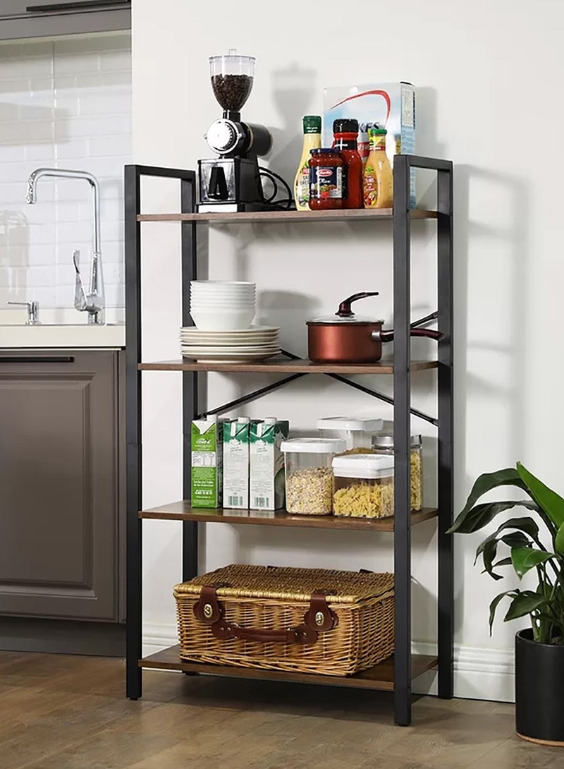 آن فش رف كتب من 4 طبقات، رفوف قائمة، رف خباز للمطبخ، رف عرض مفتوح، رفوف تخزين مع منظم خزانة، حامل فرن ميكروويف لغرفة المعيشة والمطبخ، بني، 60×30×114 سم - Image 5