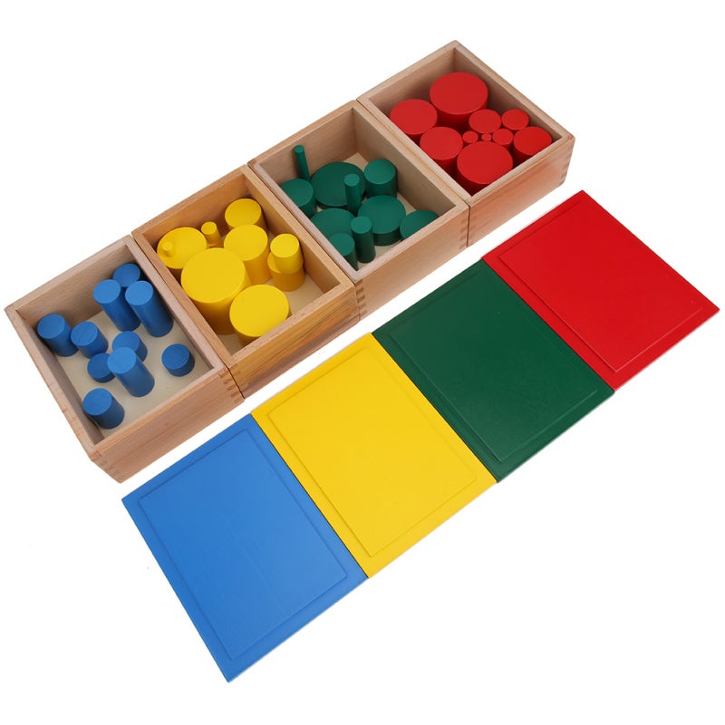 Wooden Cylinders Toy: 4 Sets 10pcs Same Color Wooden Cylinders - Safety Durable Sensory Toy for Toddlers Preschool Early Learning Montessori Home Teaching - Image 4