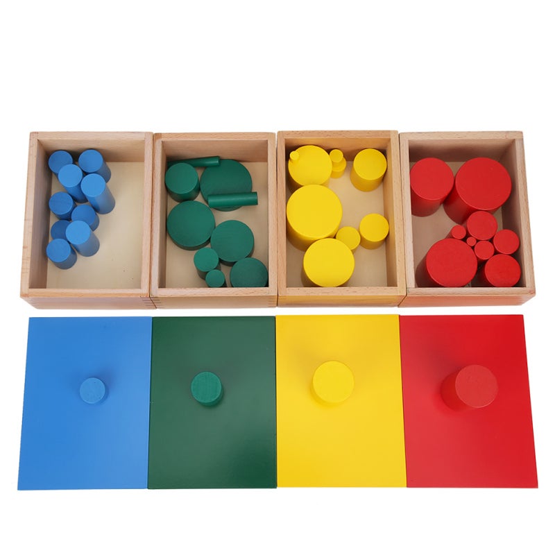 Wooden Cylinders Toy: 4 Sets 10pcs Same Color Wooden Cylinders - Safety Durable Sensory Toy for Toddlers Preschool Early Learning Montessori Home Teaching - Image 2