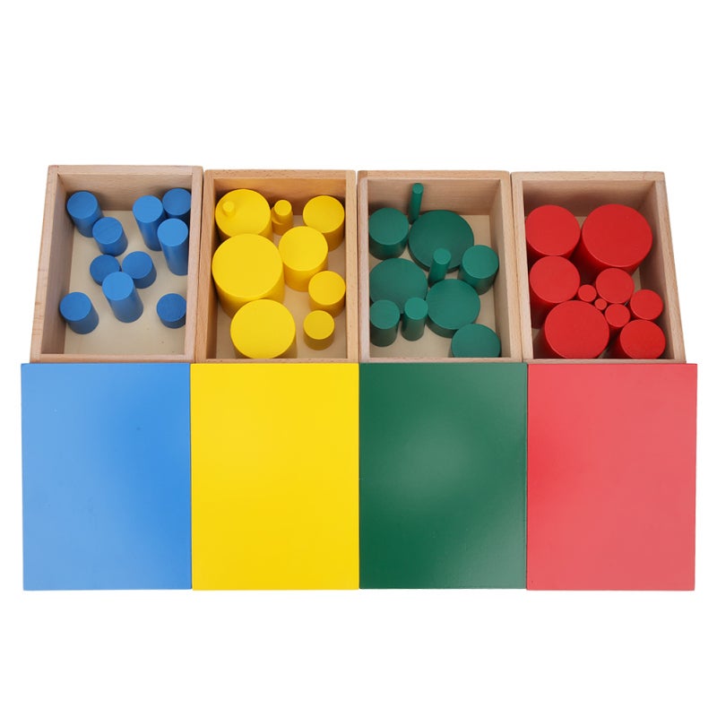 Wooden Cylinders Toy: 4 Sets 10pcs Same Color Wooden Cylinders - Safety Durable Sensory Toy for Toddlers Preschool Early Learning Montessori Home Teaching - Image 3