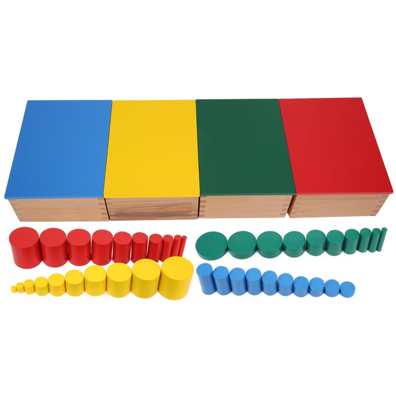 Wooden Cylinders Toy: 4 Sets 10pcs Same Color Wooden Cylinders - Safety Durable Sensory Toy for Toddlers Preschool Early Learning Montessori Home Teaching - Image 1