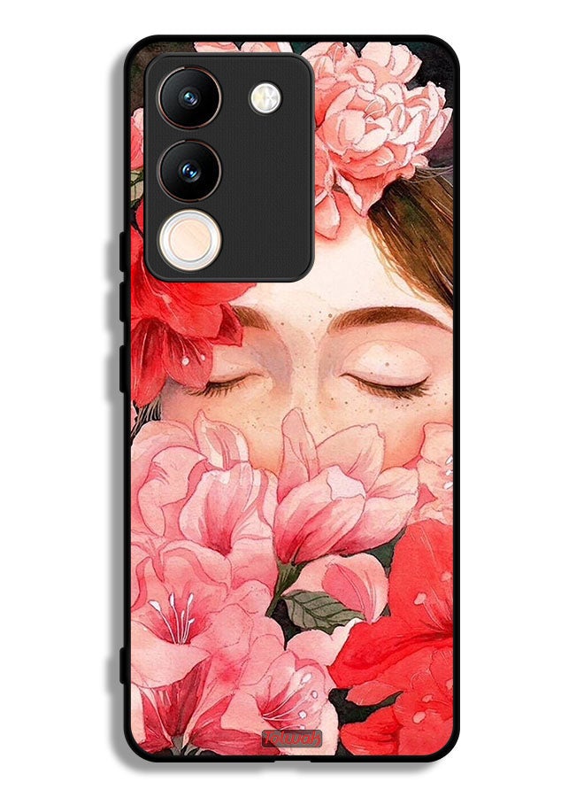 Tolwak vivo Y200 Protective Case Cover Girl Face Hide In Flowers Art - Image 1
