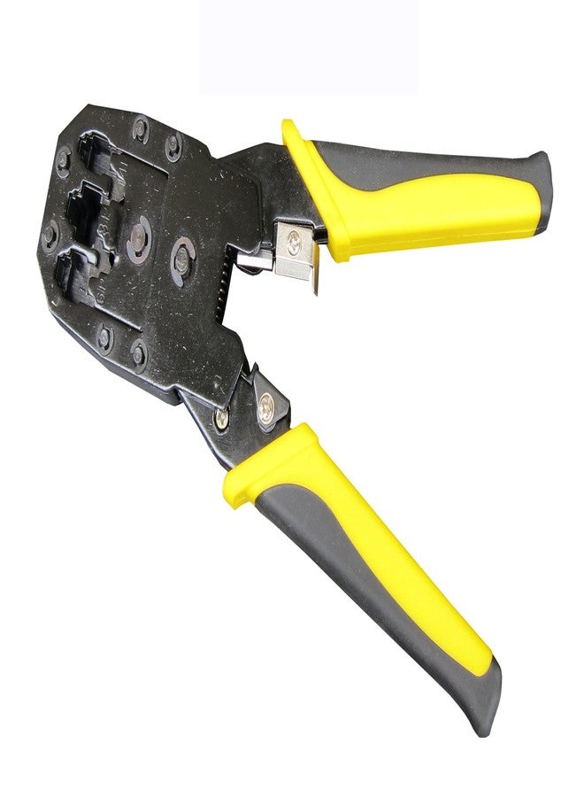 FITOOL Modular CrimperStripperCutter, 8P/RJ45, 6P/RJ12, 4P/RJ11 Crimp, Cut, Strip Tool, Incl. Mini Punch Down Cutter Stripper as Bonus, Network Crimper Stripping Tool - Image 1