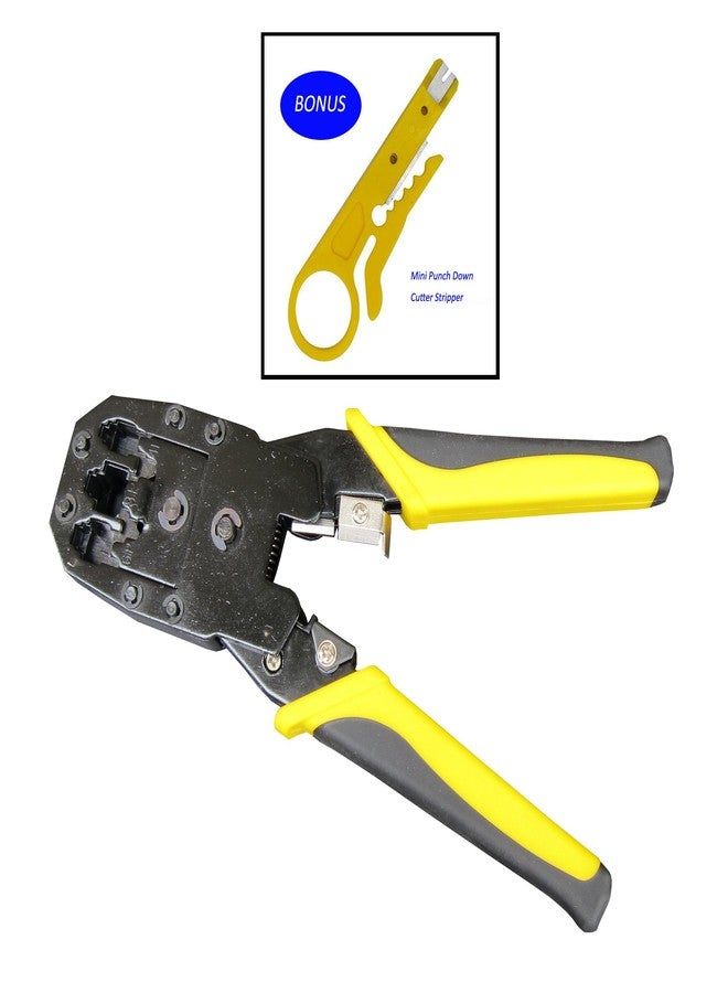 FITOOL Modular CrimperStripperCutter, 8P/RJ45, 6P/RJ12, 4P/RJ11 Crimp, Cut, Strip Tool, Incl. Mini Punch Down Cutter Stripper as Bonus, Network Crimper Stripping Tool - Image 2