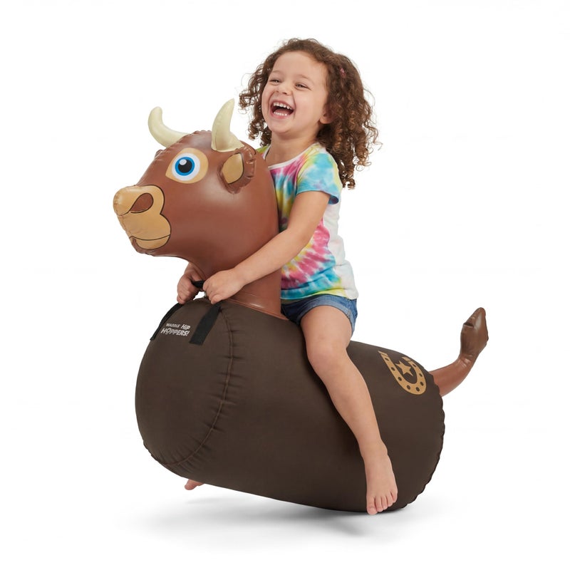 Waddle Hip Hopper Inflatable Hopping Animal Bouncer Brown Bull Ages 2 and Up Supports Up to 85 Pounds - Image 3