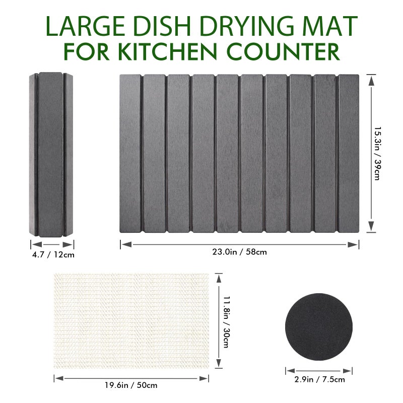 Oxydrily Stone Dish Drying Mat for Kitchen Counter,Large Dark Gray Foldable Diatomaceous Earth Dish Drying Mat,Quick-Dry Absorbent Bath & Countertop Stone Dishes Mats for Dishes Bottles Cups 23"x15.3" - Image 5