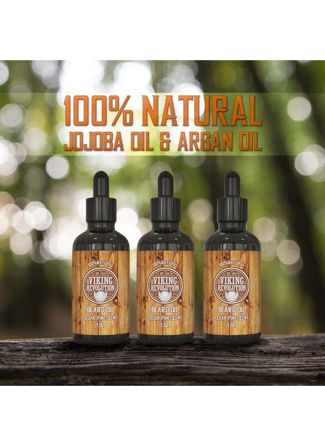 Viking Revolution Beard Oil Conditioner  All Natural Cedarwood & Pine Scent With Argan & Jojoba Oils  Softens & Strengthens Beards And Mustaches For Men (3 Pack)  - Image 3