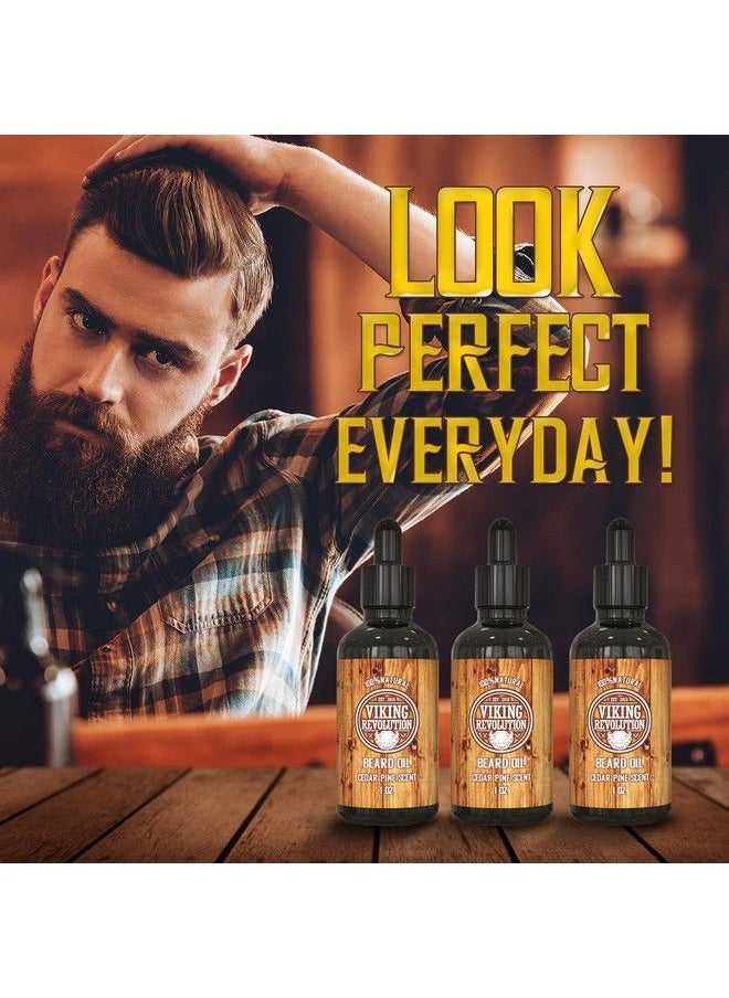 Viking Revolution Beard Oil Conditioner  All Natural Cedarwood & Pine Scent With Argan & Jojoba Oils  Softens & Strengthens Beards And Mustaches For Men (3 Pack)  - Image 5