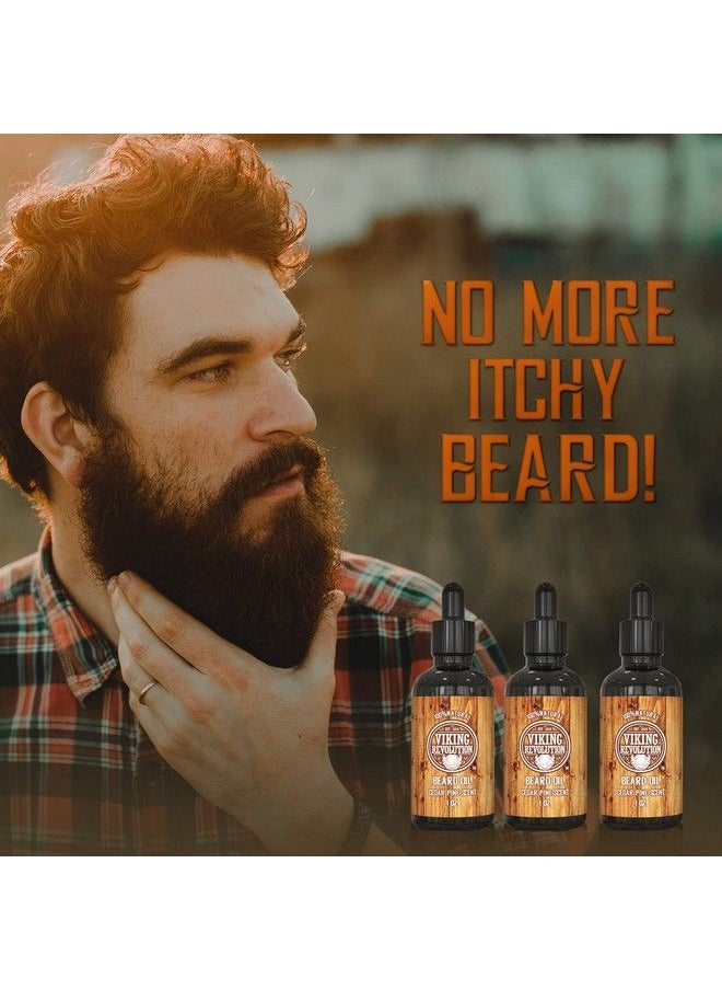 Viking Revolution Beard Oil Conditioner  All Natural Cedarwood & Pine Scent With Argan & Jojoba Oils  Softens & Strengthens Beards And Mustaches For Men (3 Pack)  - Image 4