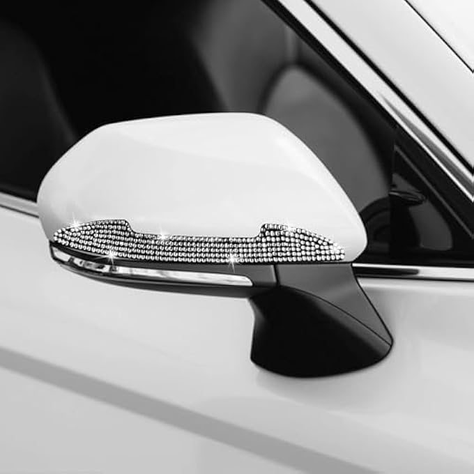 rayihni 6 Pcs Bling Rear View Mirror  Door Handle AntiScratch Stickers Crystal Rhinestone Car Door AntiCollision Strips Stylish Car Decoration Accessories For Women Durable And Easy To Apply - Image 5