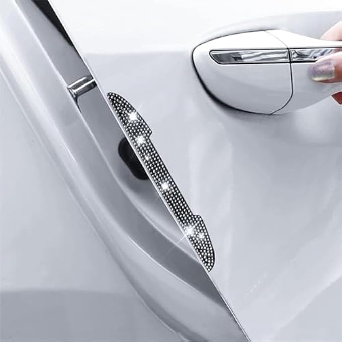 rayihni 6 Pcs Bling Rear View Mirror  Door Handle AntiScratch Stickers Crystal Rhinestone Car Door AntiCollision Strips Stylish Car Decoration Accessories For Women Durable And Easy To Apply - Image 3