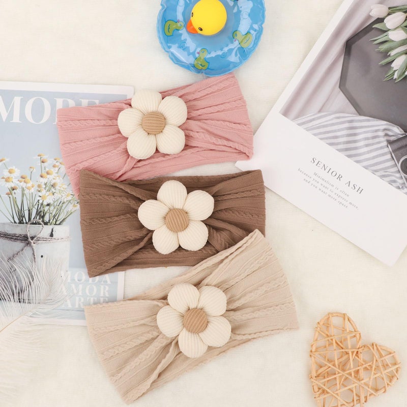 AQOKKA Baby Flower Headbands Nylon Baby Girl Headbands Soft Handmade Hairbands Toddler Hair Accessories for Girls Baby Newborn Infant Kids - Image 5