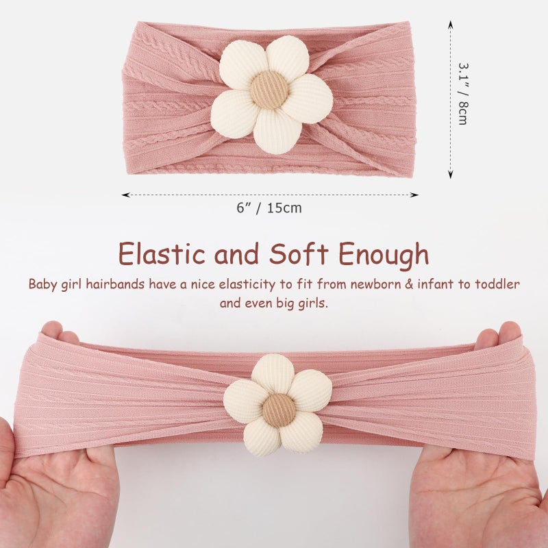 AQOKKA Baby Flower Headbands Nylon Baby Girl Headbands Soft Handmade Hairbands Toddler Hair Accessories for Girls Baby Newborn Infant Kids - Image 2