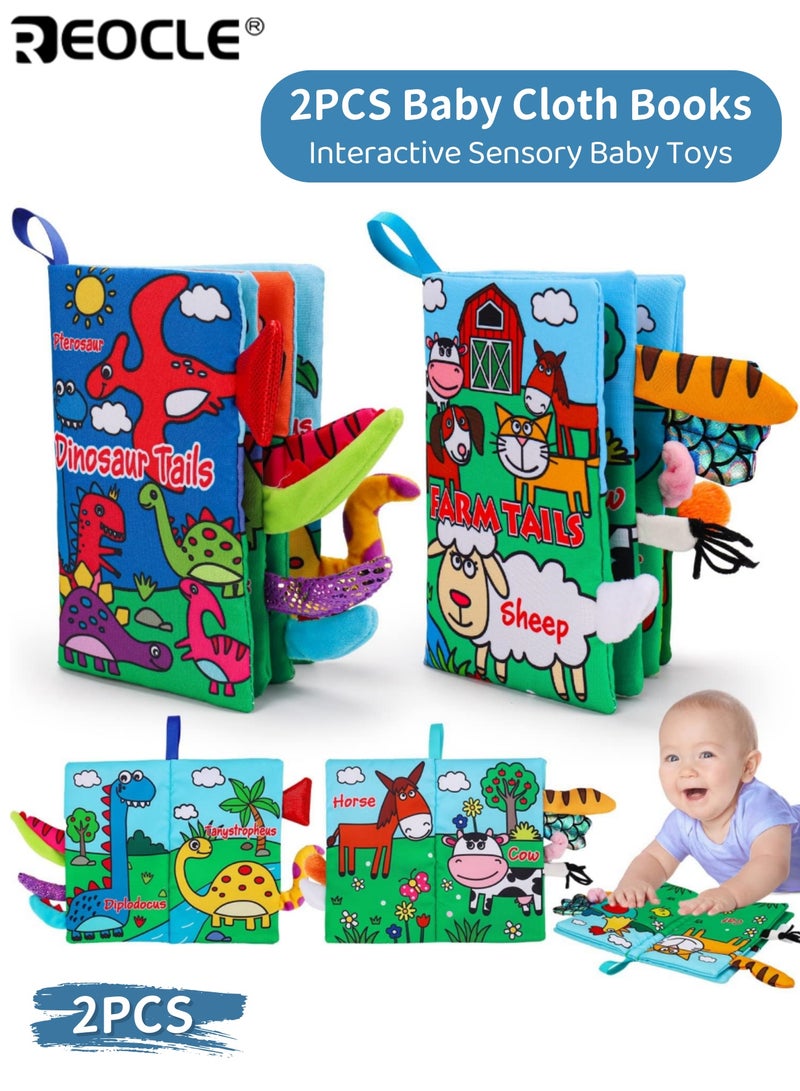 REOCLE 2PCS High Contrast Crinkle Baby Book Interactive Sensory Baby Toy Book Touch Feel Infant Book with Soft Texture for Newborn Development Car Seat Travel Essentials Suitable for 0-12 Months Babies Newborn Gift - Image 1
