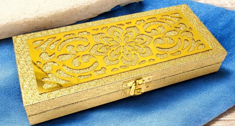 SHAKTISM Decorative and Attractive Box Cash Box, Shagun, Jewellery Money Envelop Wedding, Gift, Bangel box (Pack of 1Pc) (Golden Flower) - Image 4