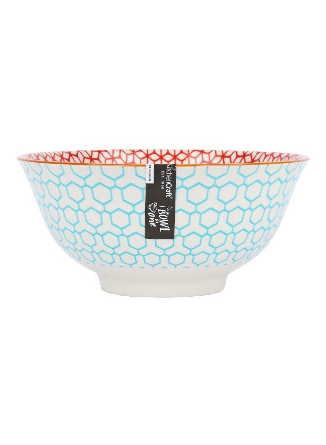 KitchenCraft Geometric Design Food Safe Ceramic Bowl Multicolor 15.7 cm KCBOWL06 - Image 1