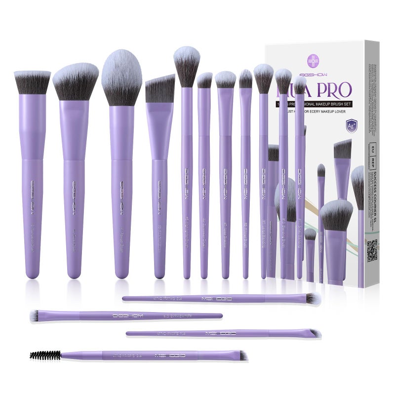 EIGSHOW Makeup Brushes Set 15Pcs Professional Make Up Brush with Silver Ion Bristles for Foundation Powder Blush Highlighter Concealer Eyeshadow Eyeliner Travel Gift Set Matte Purple - Image 2