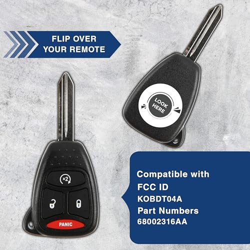 KeylessOption Key Fob Replacement for 2007 2008 2009 2010 2011 Chrysler Aspen Dodge Dakota Durango Ram Remote, 4-Button KOBDT04A, Programming Guide Included - Image 4