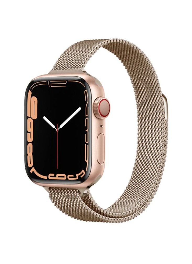 O Ozone Slim Milanese Loop Strap For Apple Watch Series 10 9 8 7 6 5 4 SE, 38/40/41/42mm Stainless Steel Magnetic Wristband -Classic Gold  - Image 1