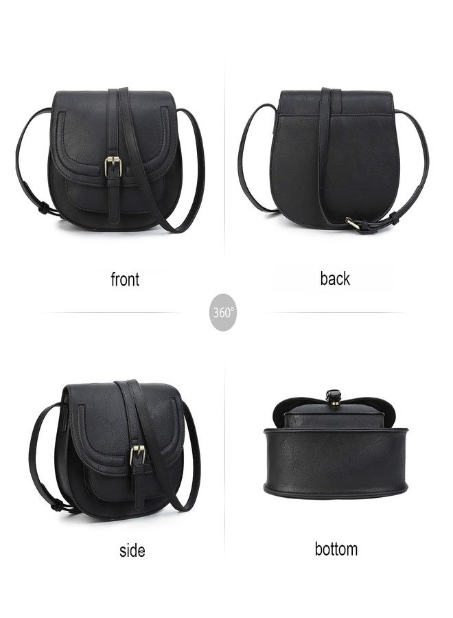 AFKOMST Crossbody Bags for Women,Small Saddle Purse and Boho Cross Body Handbags,Vegan Leather, Black - Image 4