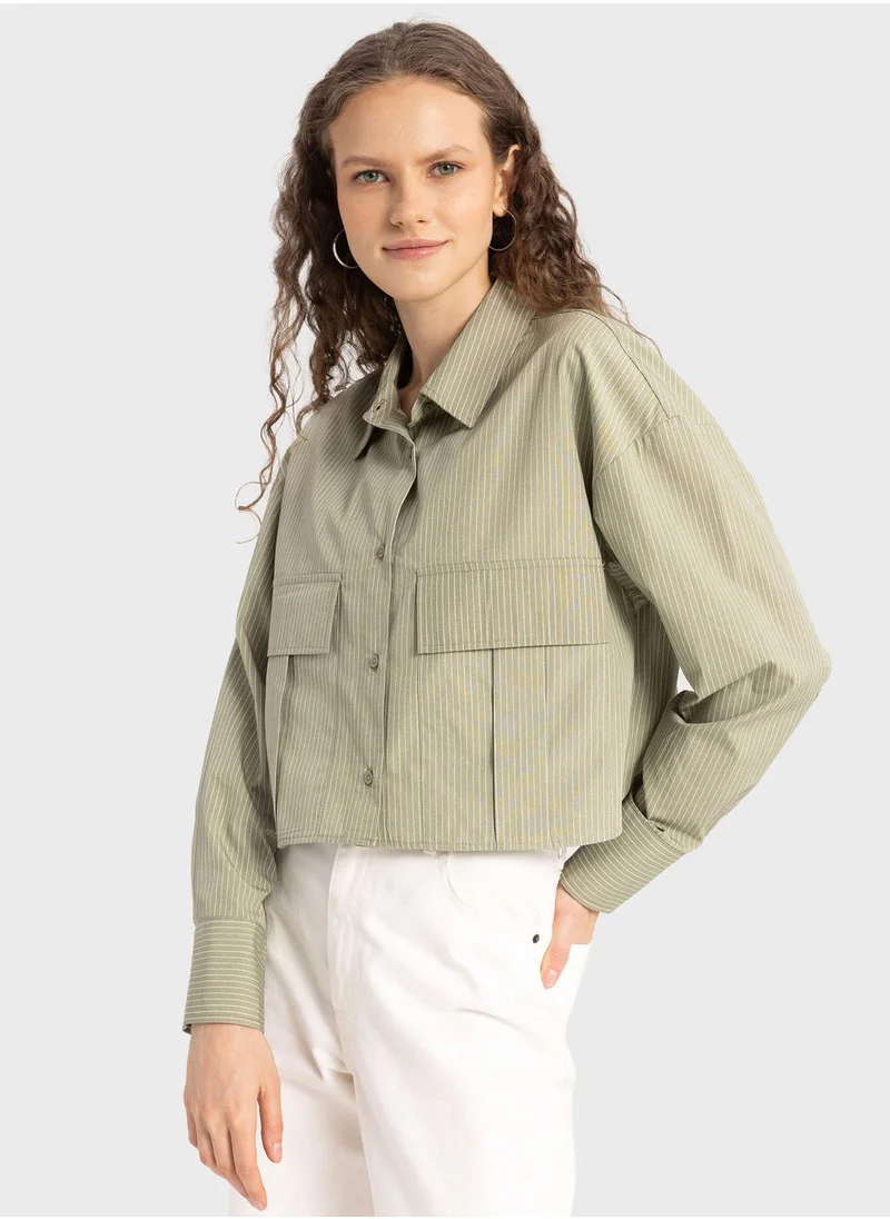 DeFacto Regular Fit Basic Poplin Long Sleeve Shirt