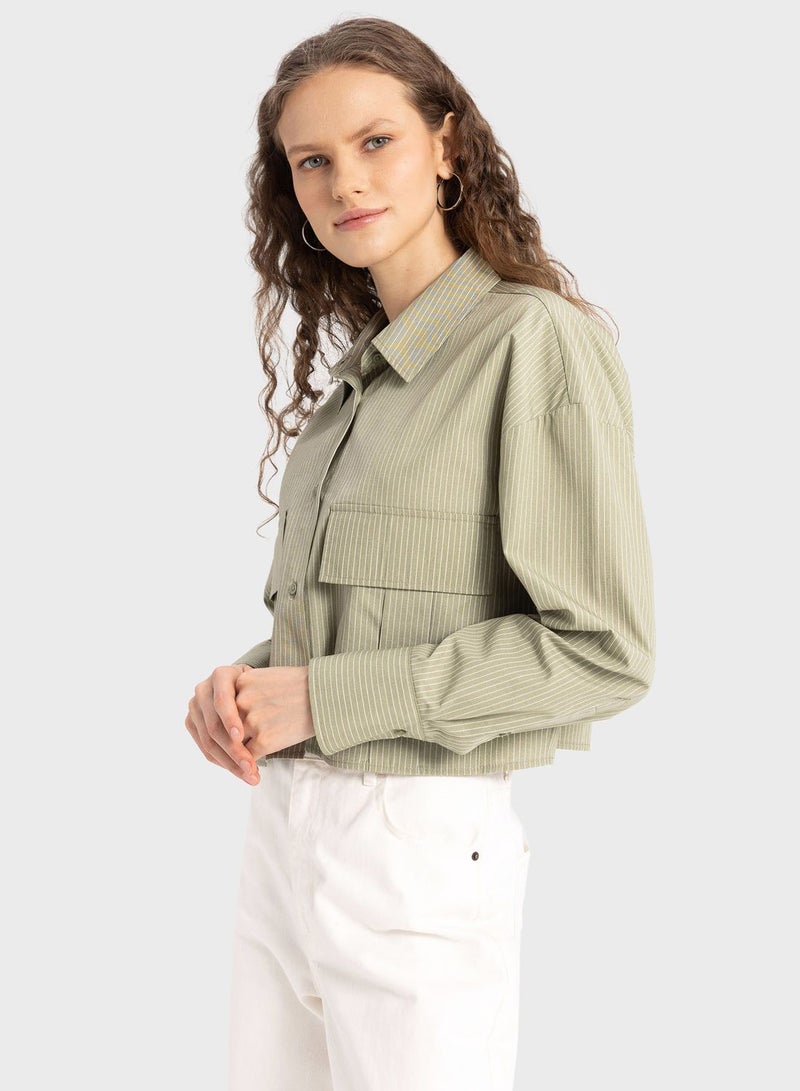 DeFacto Regular Fit Basic Poplin Long Sleeve Shirt - Image 2