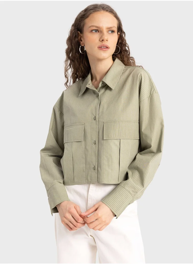 DeFacto Regular Fit Basic Poplin Long Sleeve Shirt