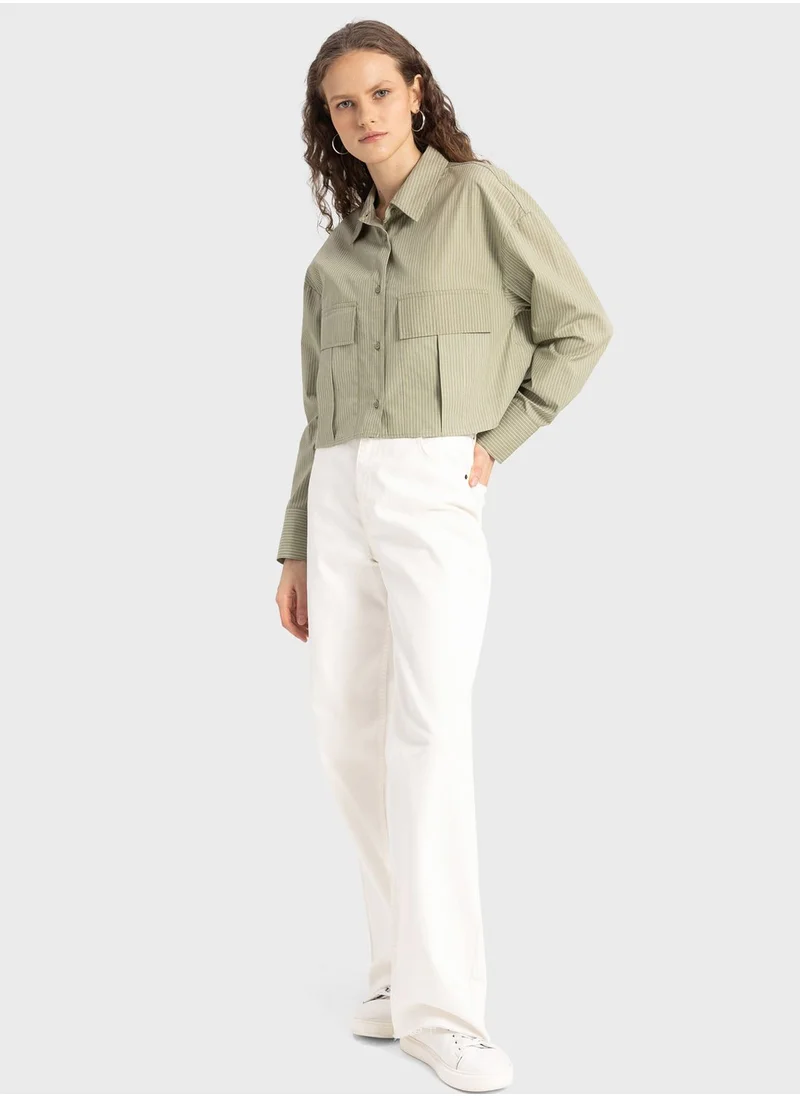 DeFacto Regular Fit Basic Poplin Long Sleeve Shirt