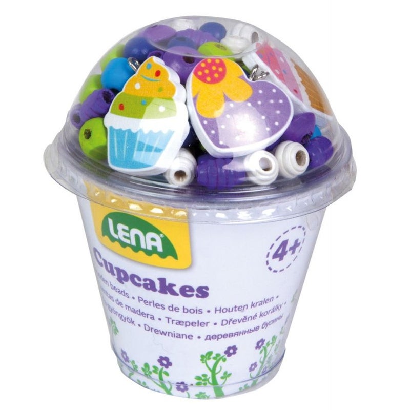 LENA Wooden Beads Cupcakes Blue 32001