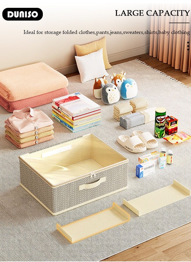 DUNISO Foldable Closet Storage Organizer,Wardrobe Clothes Organizer with Steel Ring Support, Washable Closet Storage Boxes with Carrying Handles,Home Bedroom Office Cupboard Storage Basket & Storage Bins for Clothes,Jeans,Pants,Sweaters,Dress,Toys  - Image 4